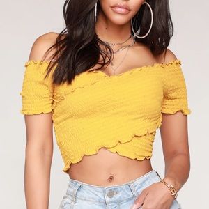 Smocked Cross Over Crop Top